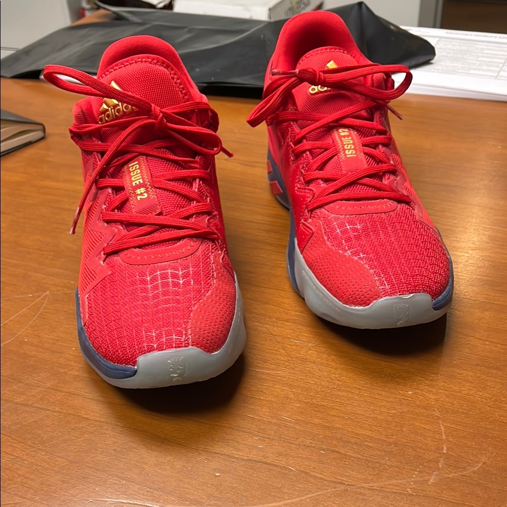 Adidas Men's Red Athletic Shoes with Gray Soles